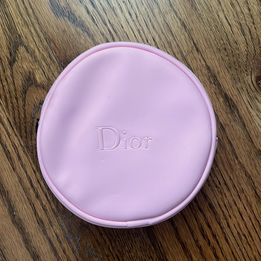 Christian Dior Pink Round Makeup Bag/Coin Pouch